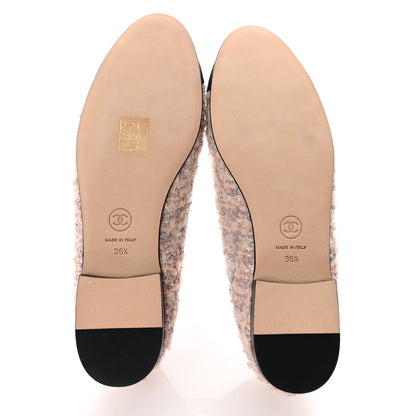 Chanel Glittered Tweed Grosgrain Cap Toe CC Ballerina Flats 36.5 Light Pink Beige Ecru Black 6 of 9