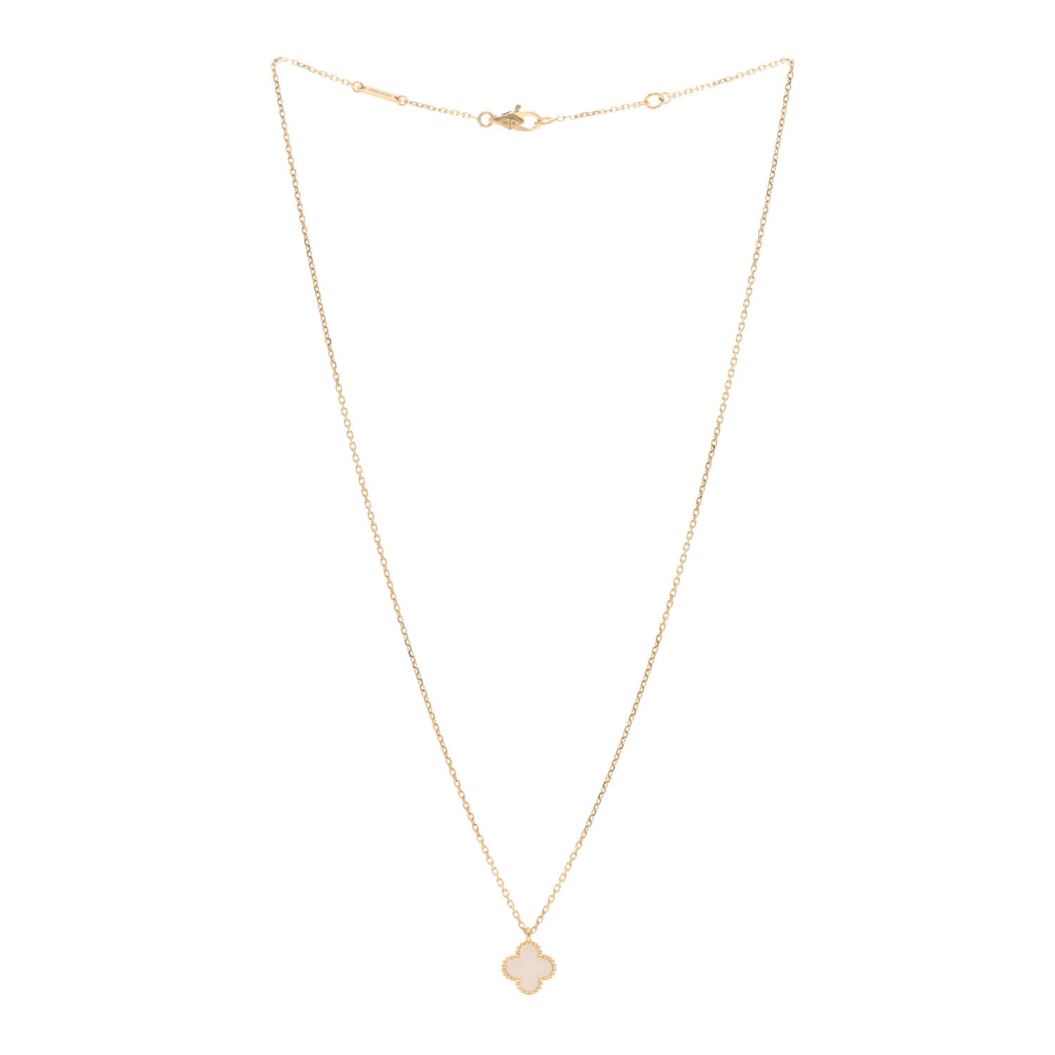 Van Cleef & Arpels 18K Yellow Gold Mother of Pearl Sweet Alhambra Pendant Necklace 3 of 5