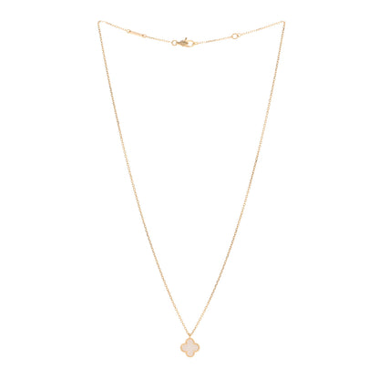 Van Cleef & Arpels 18K Yellow Gold Mother of Pearl Sweet Alhambra Pendant Necklace 3 of 5