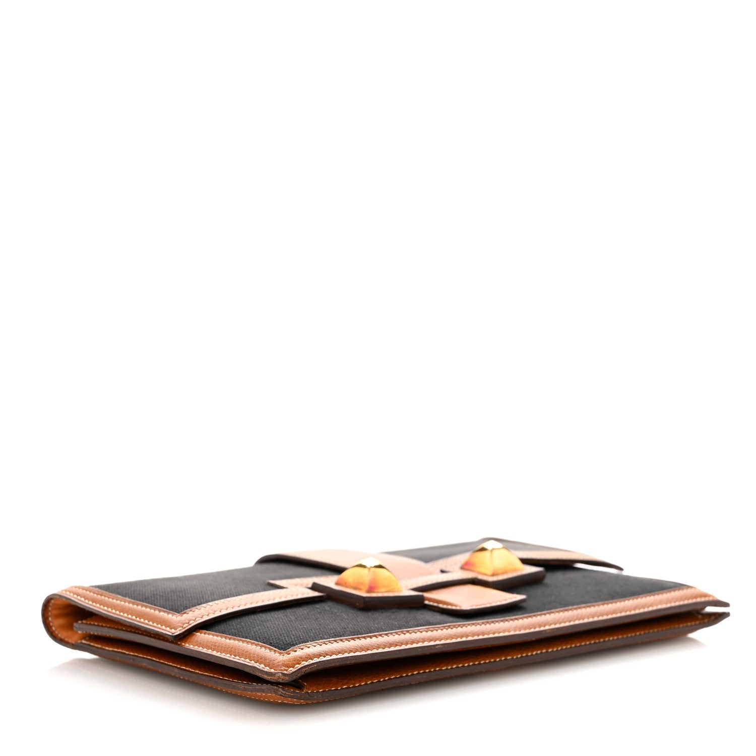 Hermes Canvas Courchevel Medor Clutch Gold Brown 4 of 15