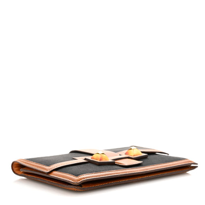 Hermes Canvas Courchevel Medor Clutch Gold Brown 4 of 15