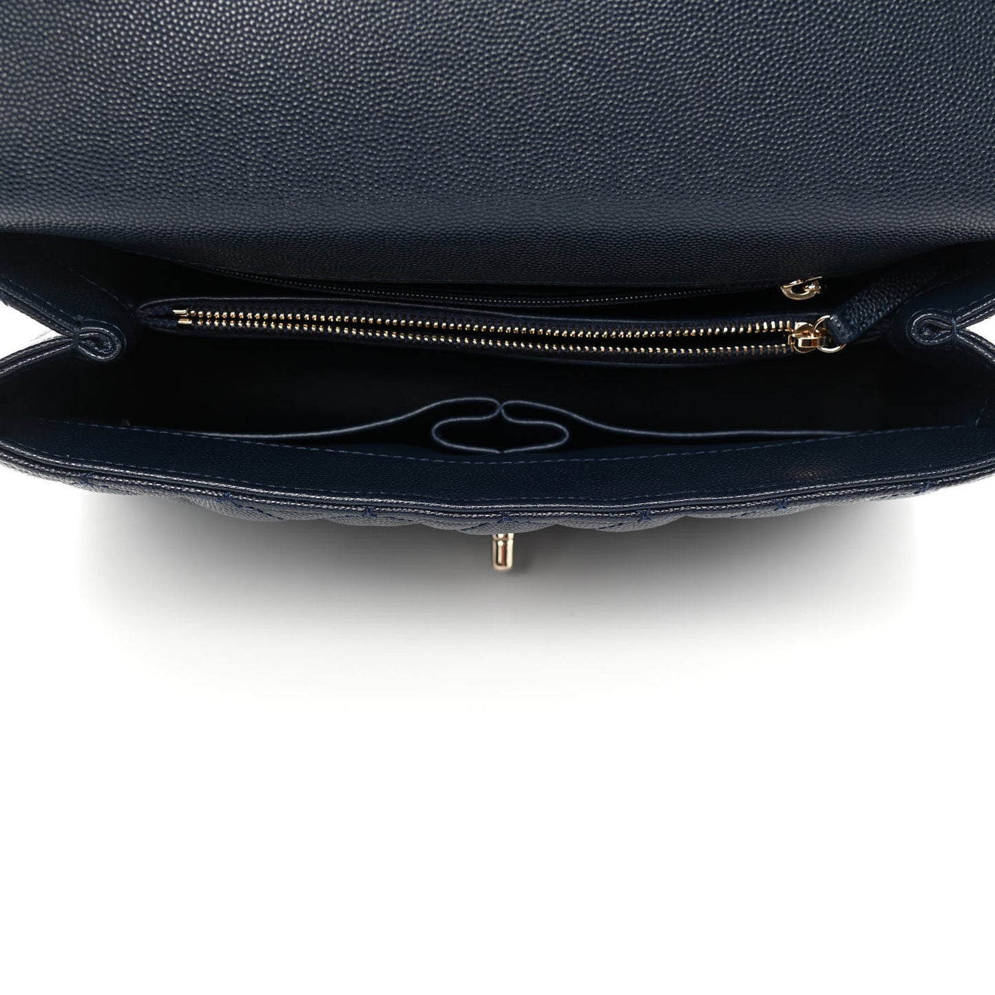 Caviar Quilted Small Coco Handle Flap Navy