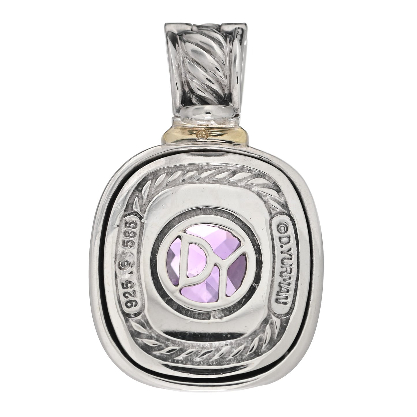Sterling Silver 14K Yellow Gold Amethyst 10mm Albion Pendant