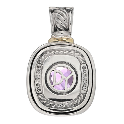 David Yurman Sterling Silver 14K Yellow Gold Amethyst 10mm Albion Pendant 3 of 4