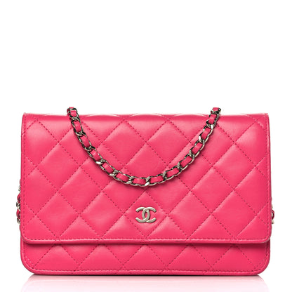 Chanel Lambskin Quilted Wallet On Chain WOC Dark Pink 1 of 13