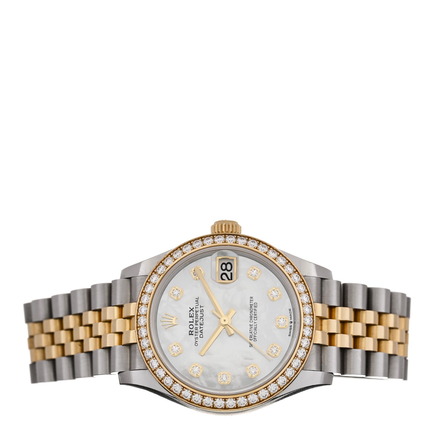 Stainless Steel 18K Yellow Gold Diamond Bezel 31mm Oyster Perpetual Datejust Watch 278383RBR