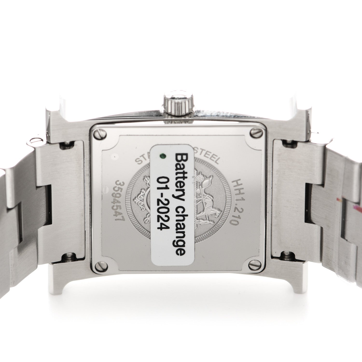 Hermes Stainless Steel Diamond Mother of Pearl 21mm Heure H Hour Quartz Watch 4 of 5