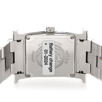 Hermes Stainless Steel Diamond Mother of Pearl 21mm Heure H Hour Quartz Watch 4 of 5