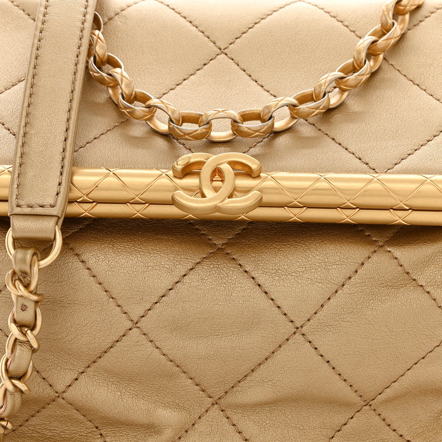 Metallic Lambskin Quilted My Crush Bag Gold