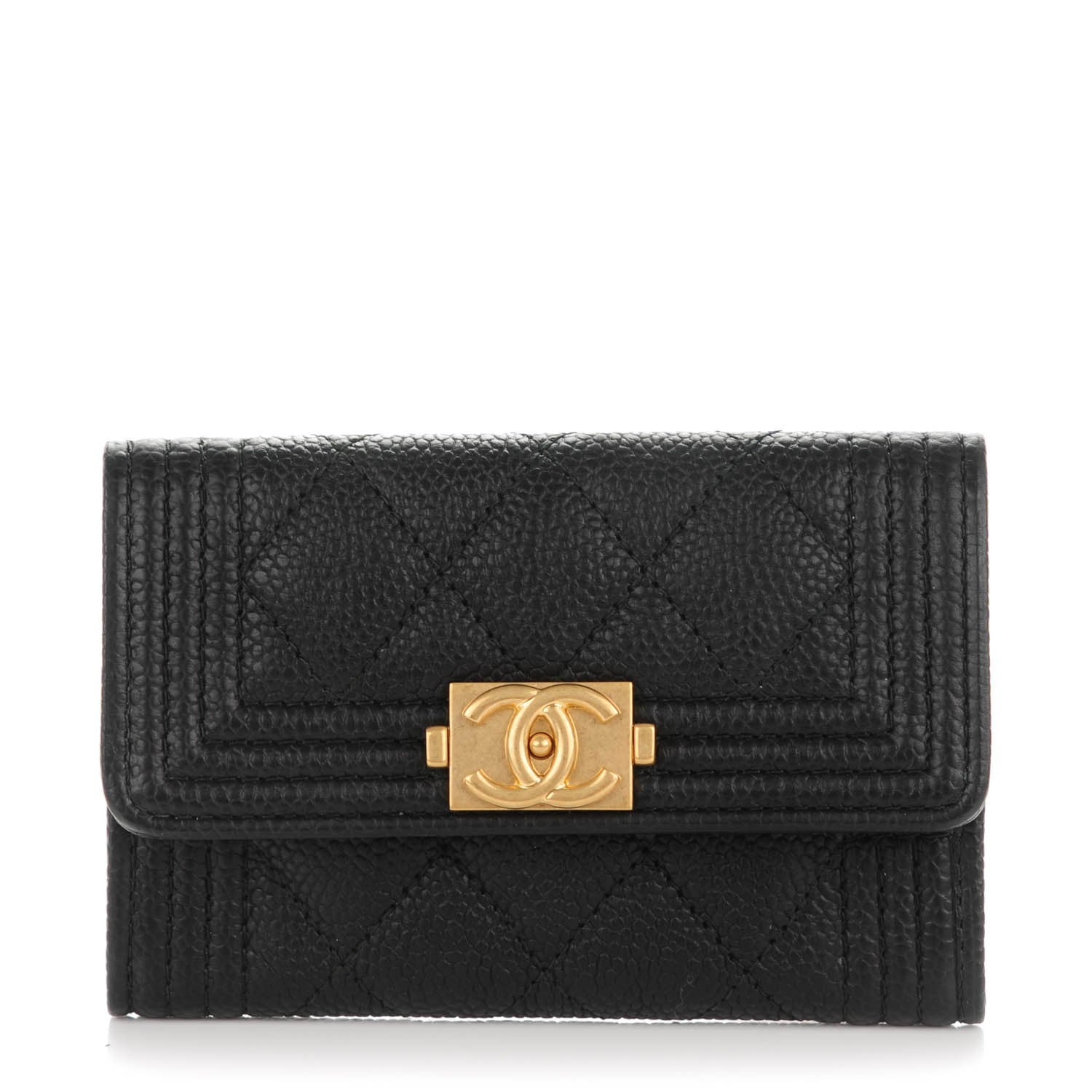 Chanel Caviar Quilted Boy Card Holder Wallet Black 1 of 8