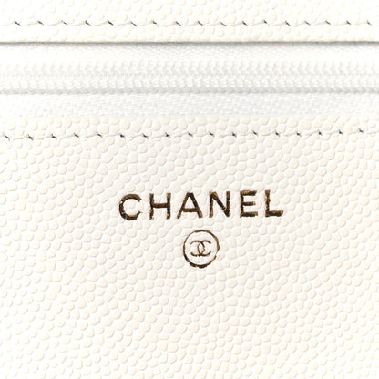 Chanel Caviar Quilted Striated CC Wallet on Chain WOC White 8 of 12