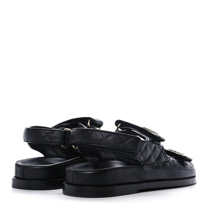 Chanel Grained Calfskin Velcro Dad Sandals 37 Black 4 of 9