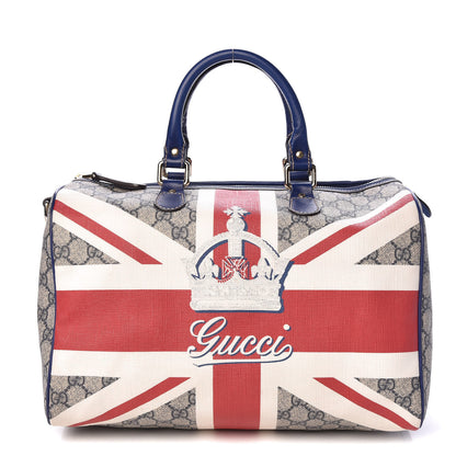 Gucci GG Plus Monogram Sloaney Union Jack British Flag Medium Boston Blue 1 of 13