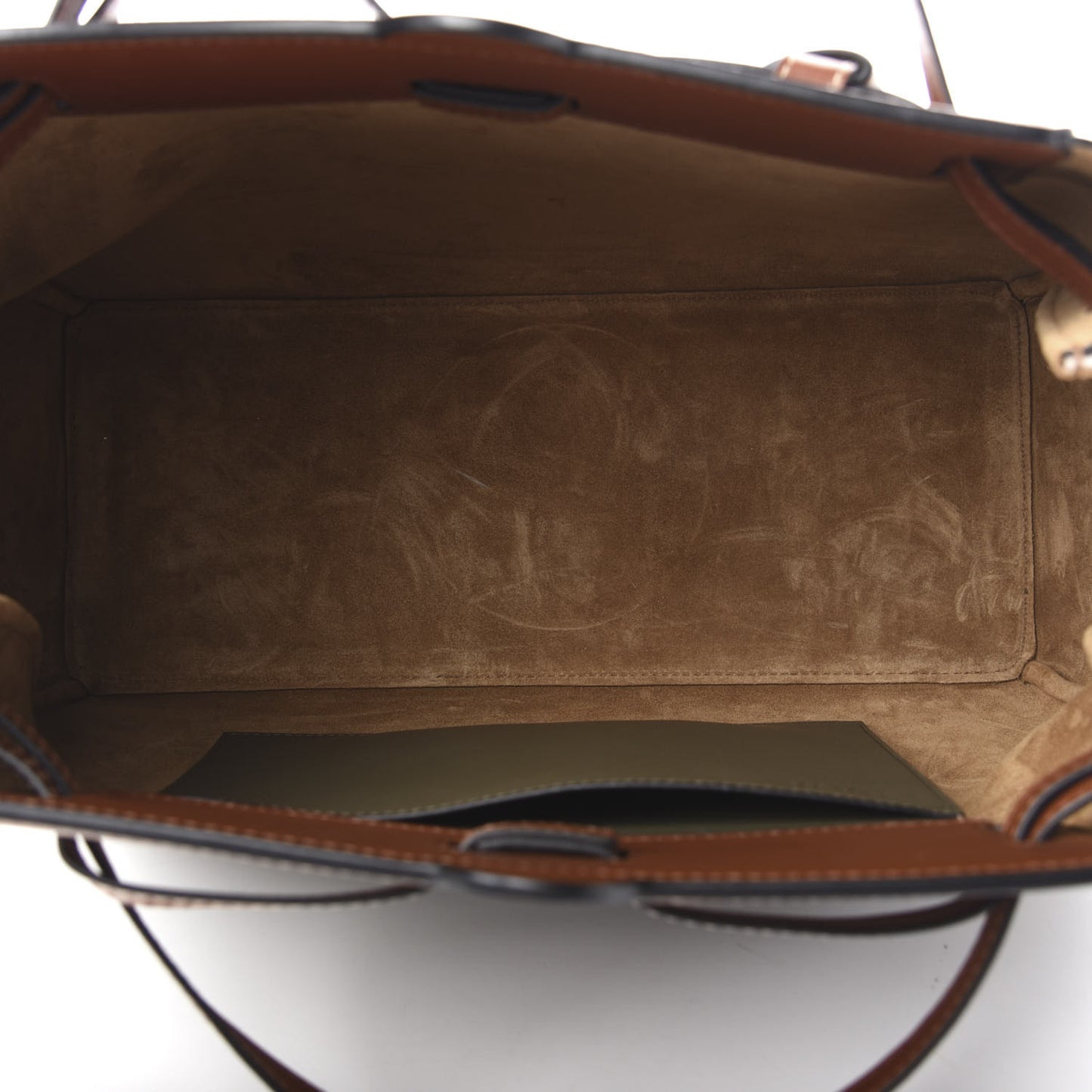 Calfskin Linen Lazo Tote Khaki Green