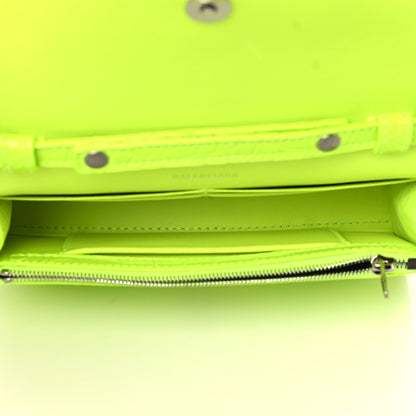 Balenciaga Shiny Calfskin Crocodile Embossed Hourglass Chain Bag Fluo Yellow 4 of 6