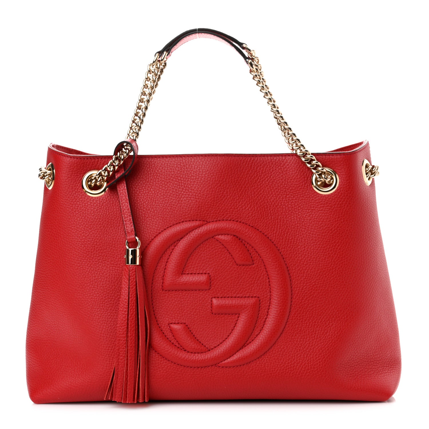 Gucci Cellarius Calfskin Medium Soho Chain Shoulder Bag Vibrant Red 1 of 10