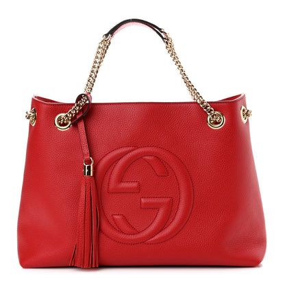 Gucci Cellarius Calfskin Medium Soho Chain Shoulder Bag Vibrant Red 1 of 10