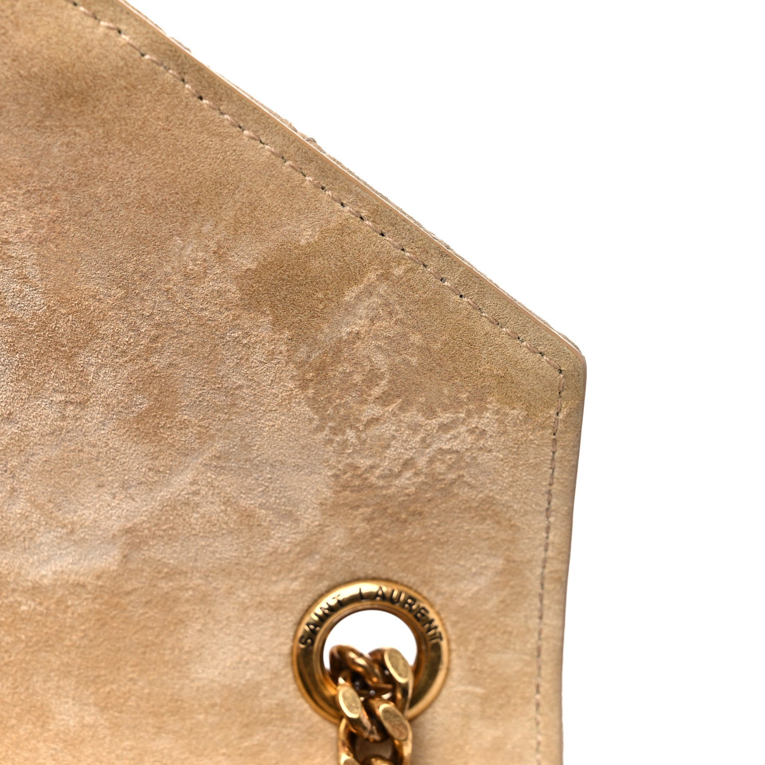 Saint Laurent Suede Mixed Matelasse Triquilt Medium Monogram Envelope Satchel Sea Salt 10 of 14