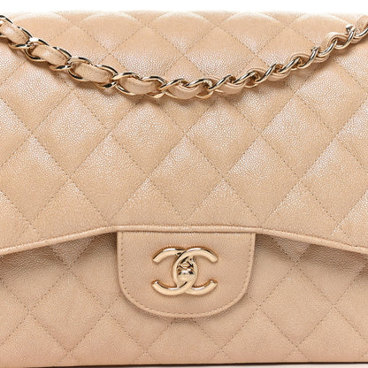 Chanel Iridescent Caviar Quilted Jumbo Double Flap Beige 8 of 10