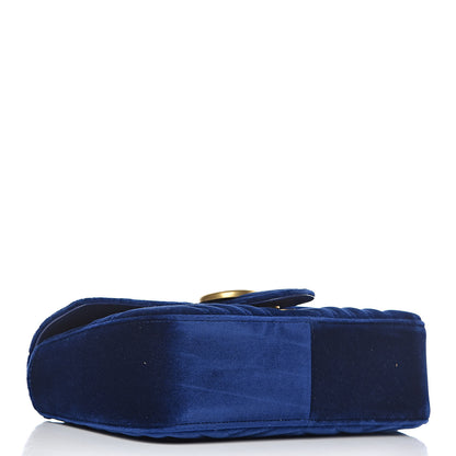 Gucci Velvet Matelasse Small GG Marmont Shoulder Bag Cobalt Blue 4 of 9