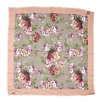 Gucci Modal Silk GG Monogram Gery Square Scarf Shell Light Brown 1 of 4