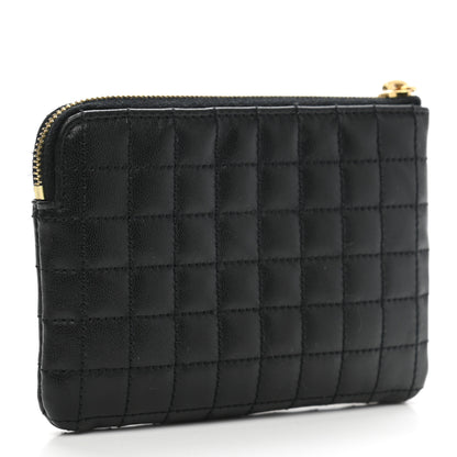 Celine Calfskin Quilted C Charm Coin Card Pouch Black 3 of 9