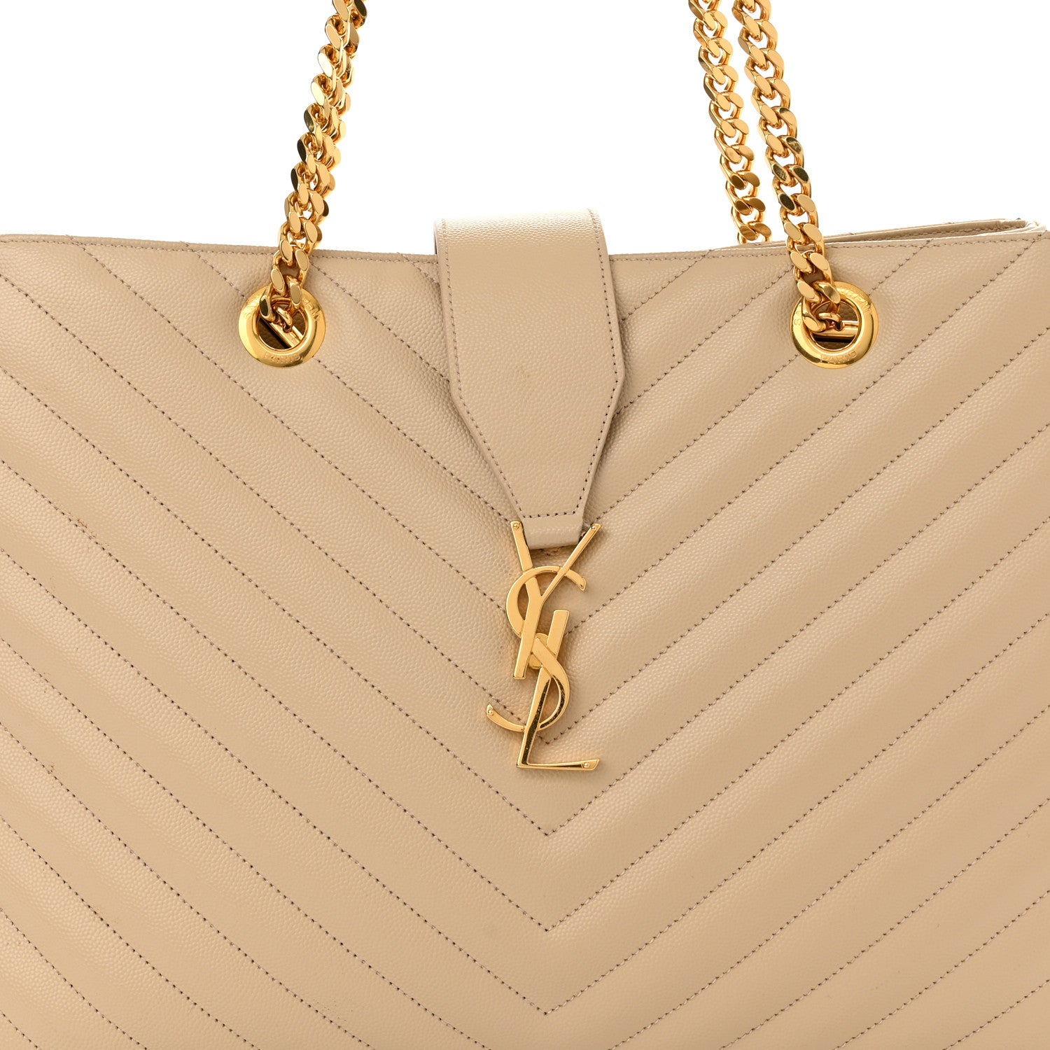 Saint Laurent Grain De Poudre Matelasse Chevron Monogram Shopping Bag Nude Powder 9 of 15