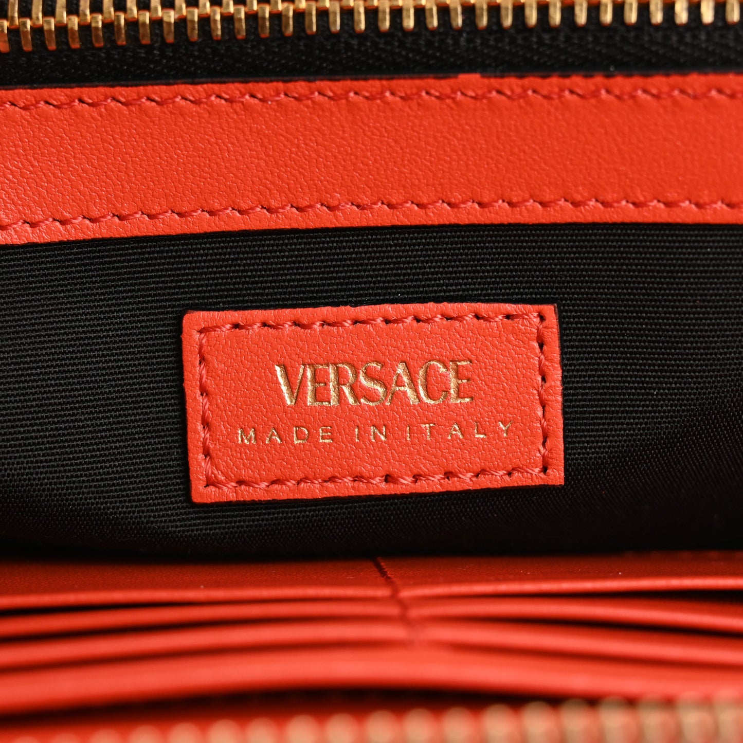 Nappa Quilted Medusa Zip Around Wallet Dark Orange