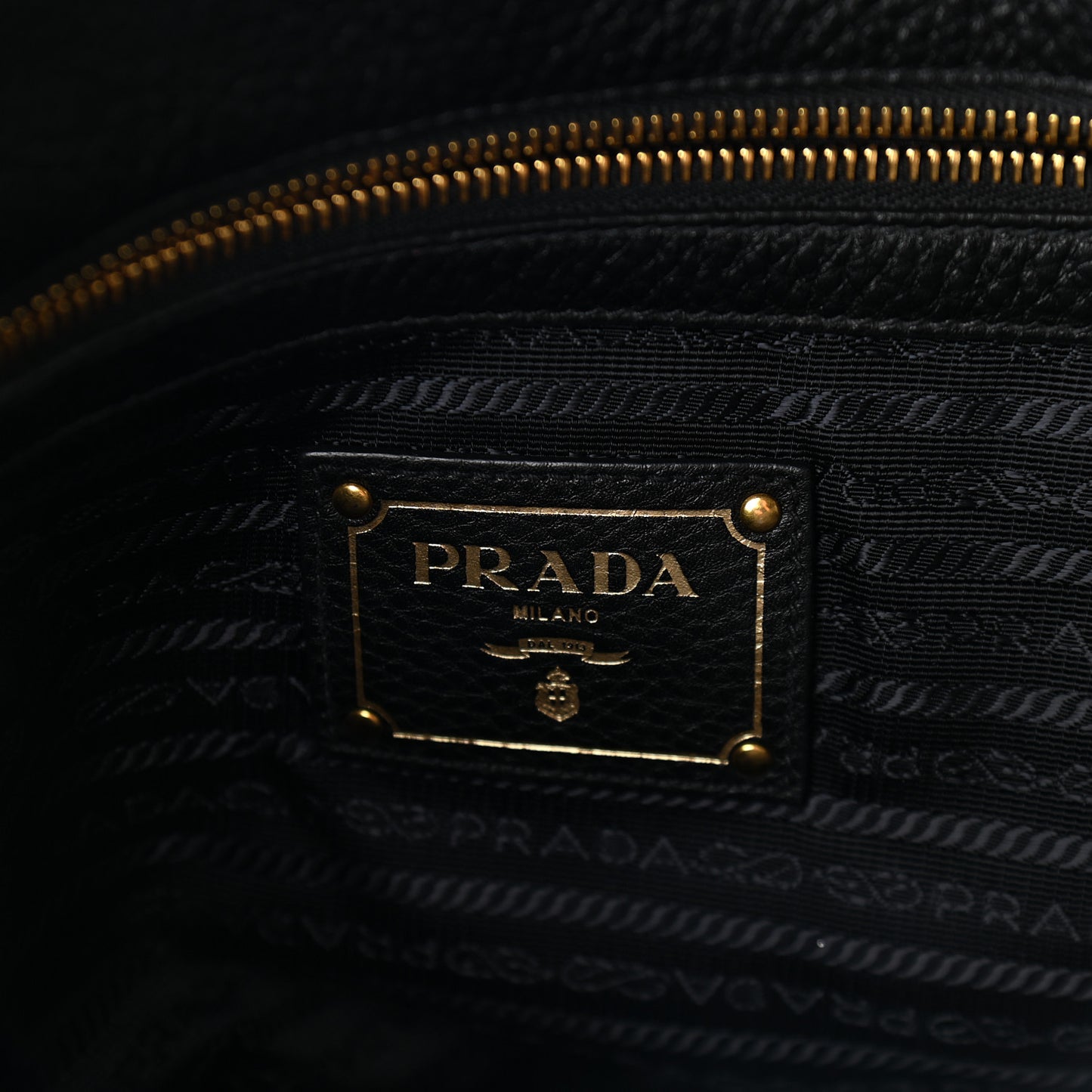 Vitello Phenix Embossed Logo Tote Black