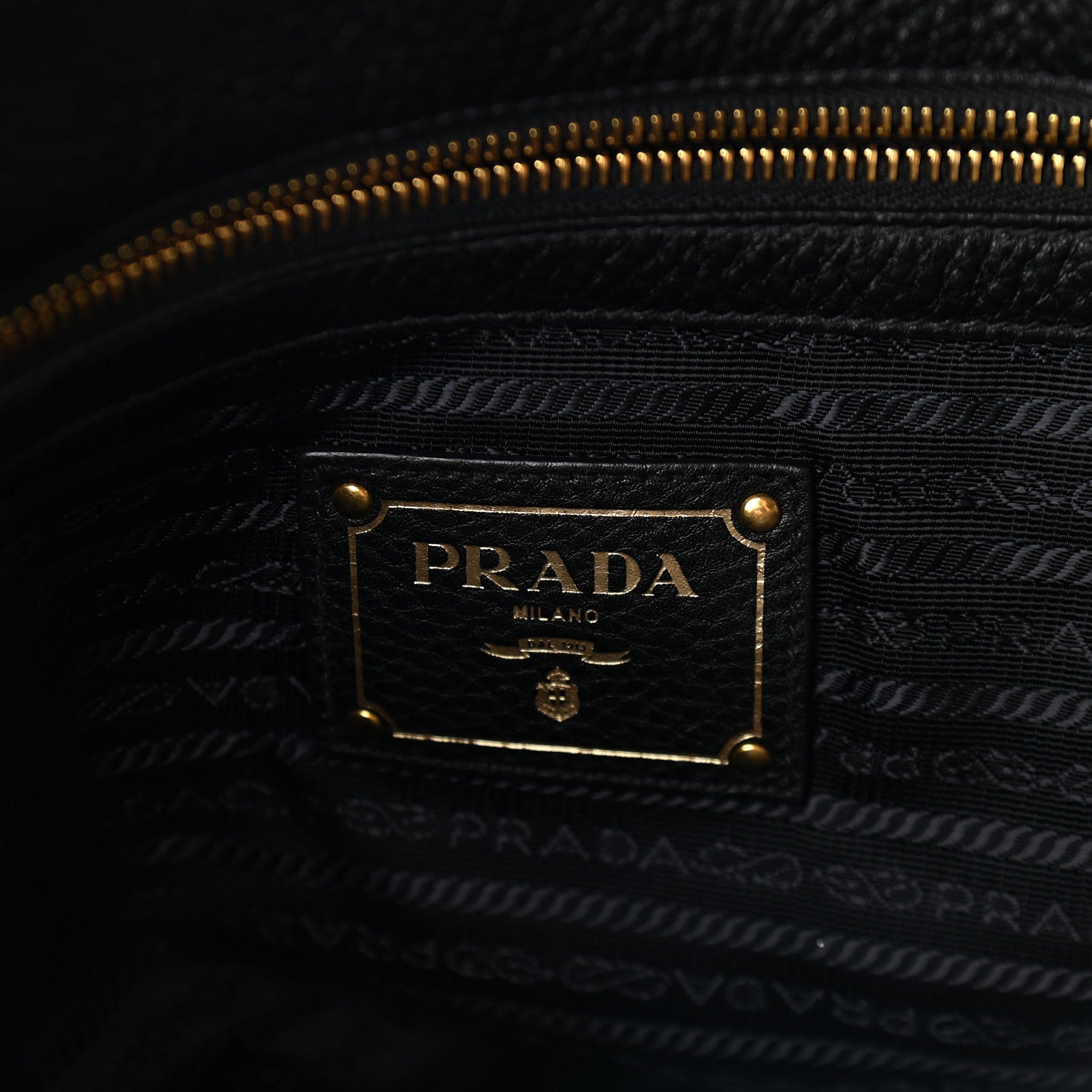 Prada Vitello Phenix Embossed Logo Tote Black 6 of 9