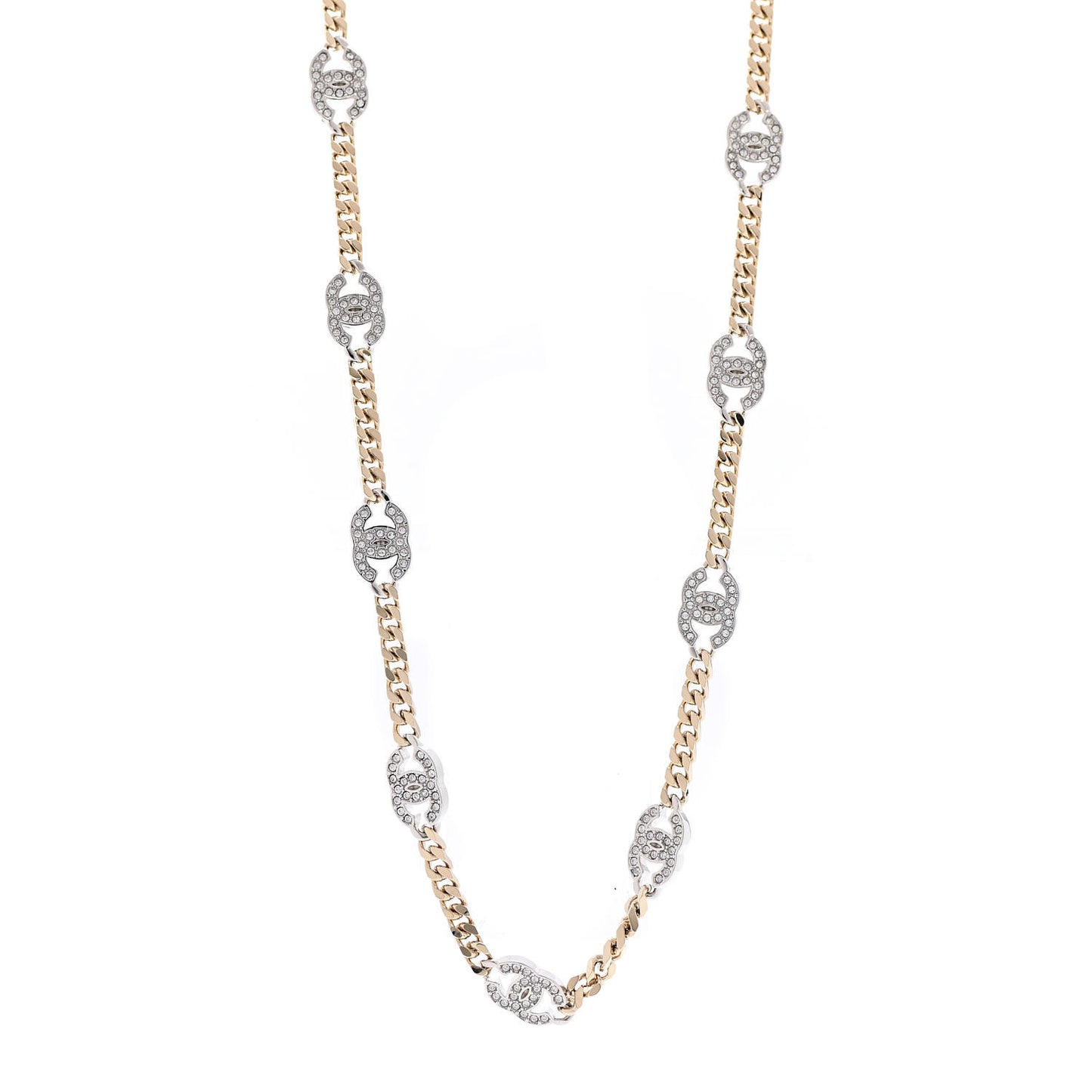 Crystal Chain CC Necklace Gold Silver