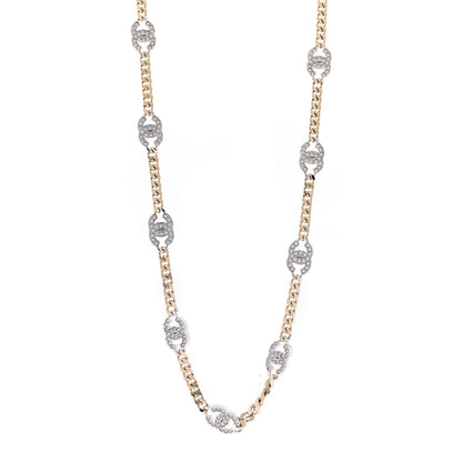 Chanel Crystal Chain CC Necklace Gold Silver 1 of 7