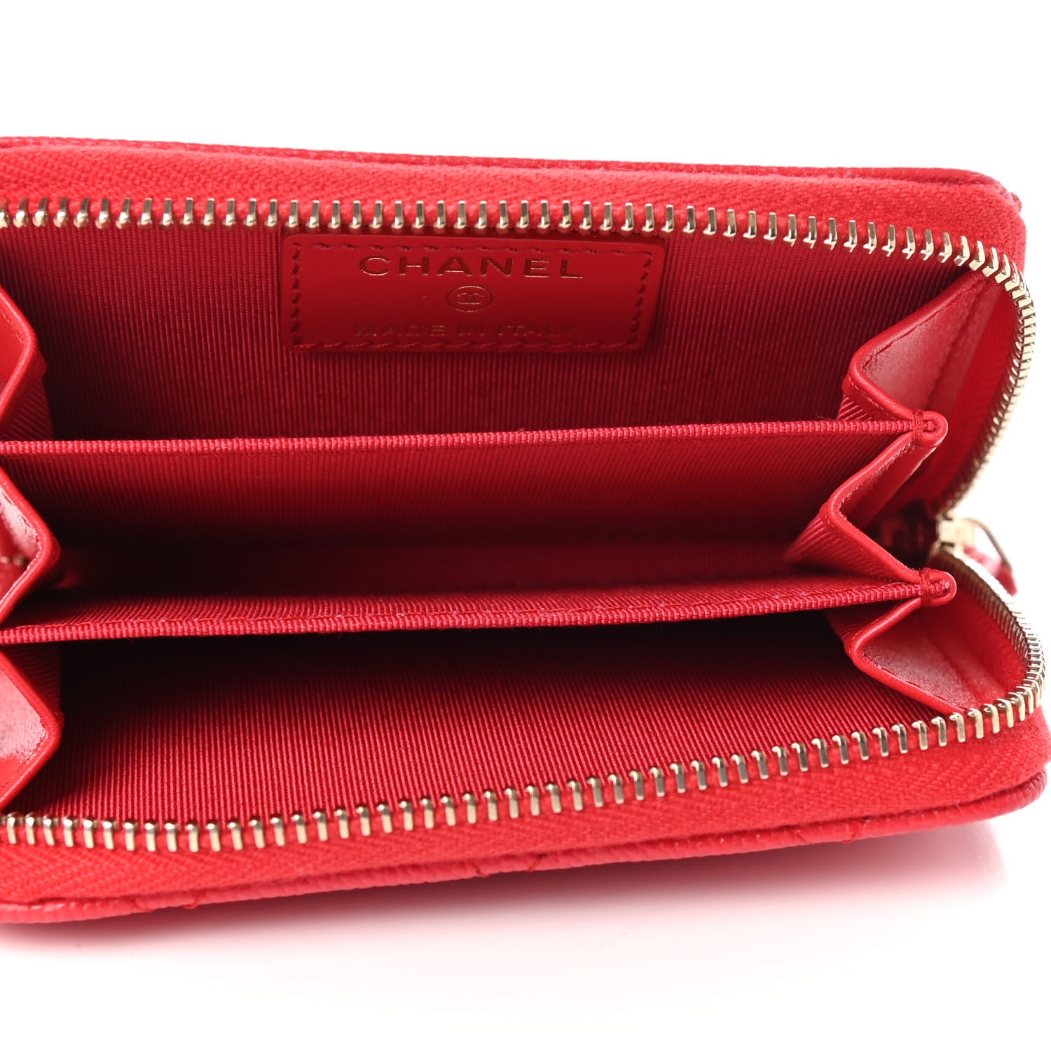 Chanel Caviar Quilted Zip Coin Purse Red 5 of 7