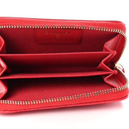 Chanel Caviar Quilted Zip Coin Purse Red 5 of 7