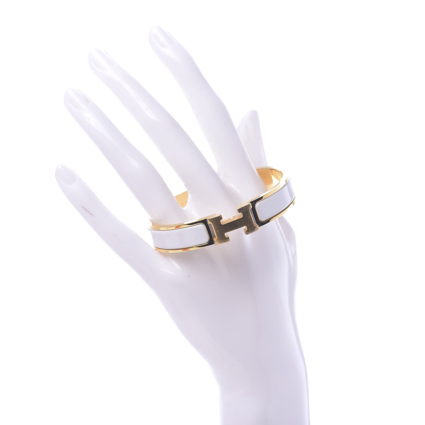 Enamel Narrow Clic Clac H Bracelet GM White
