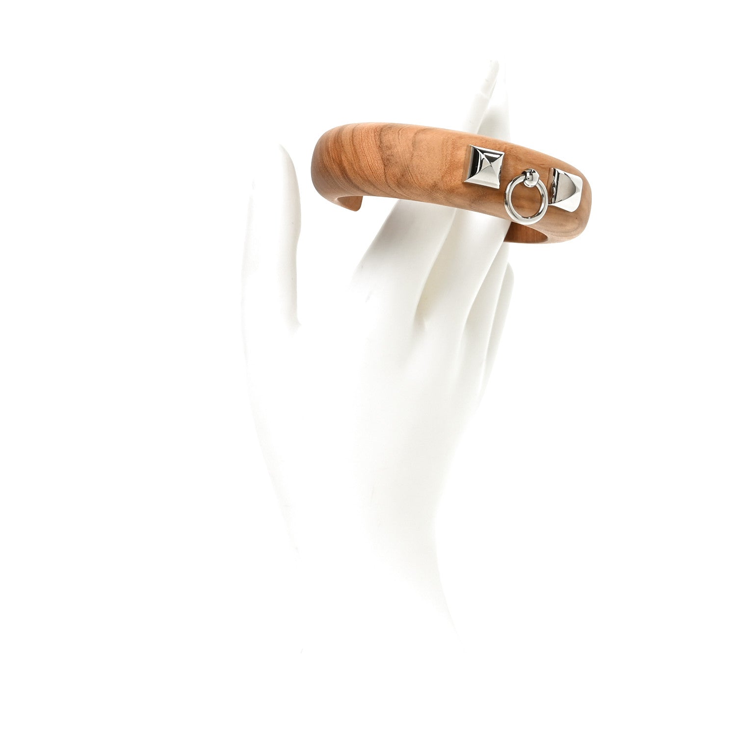 Hermes Olive Wood Medor Cuff Bracelet M 2 of 4