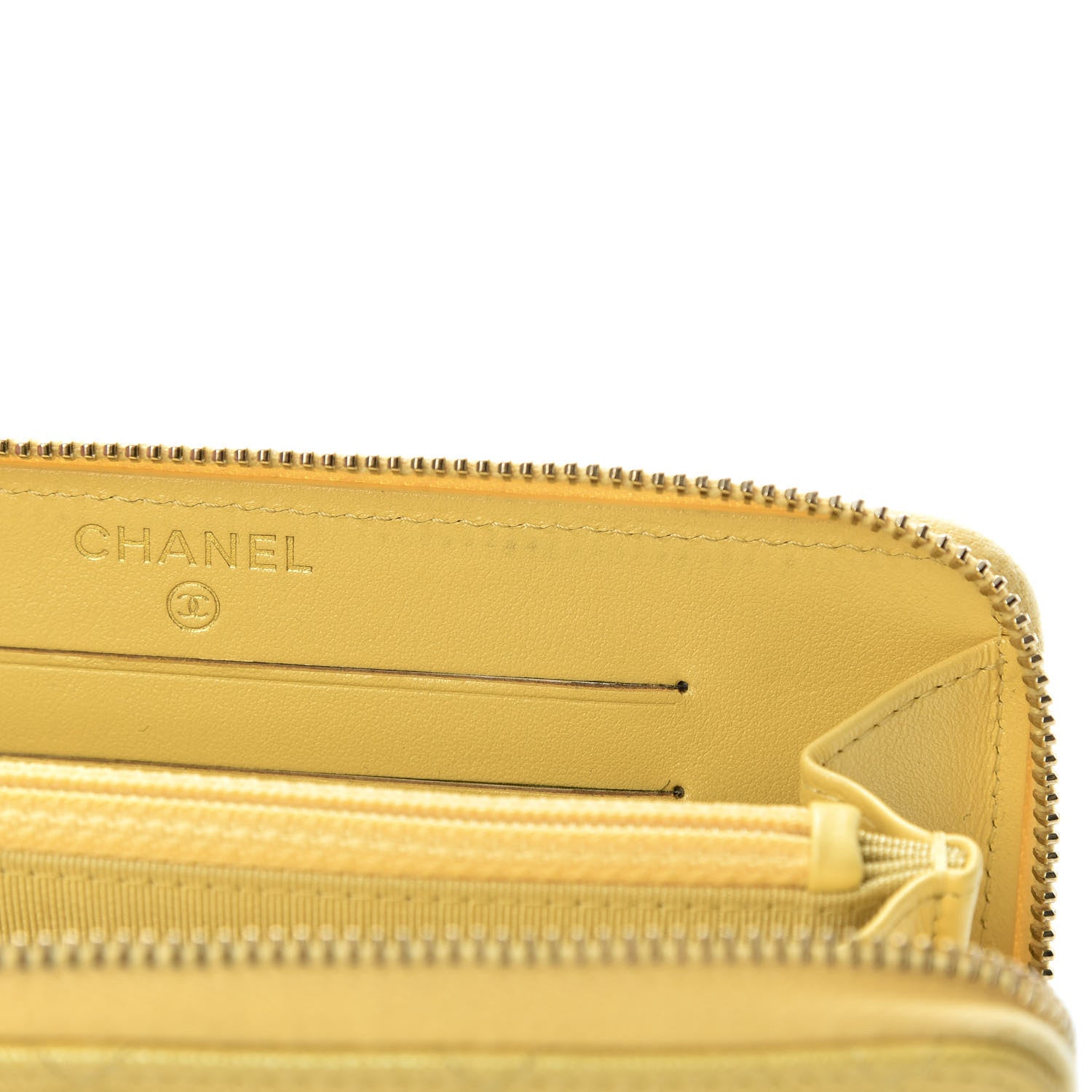Chanel Iridescent Caviar Quilted Medium Zip Around Wallet Yellow 9 of 11
