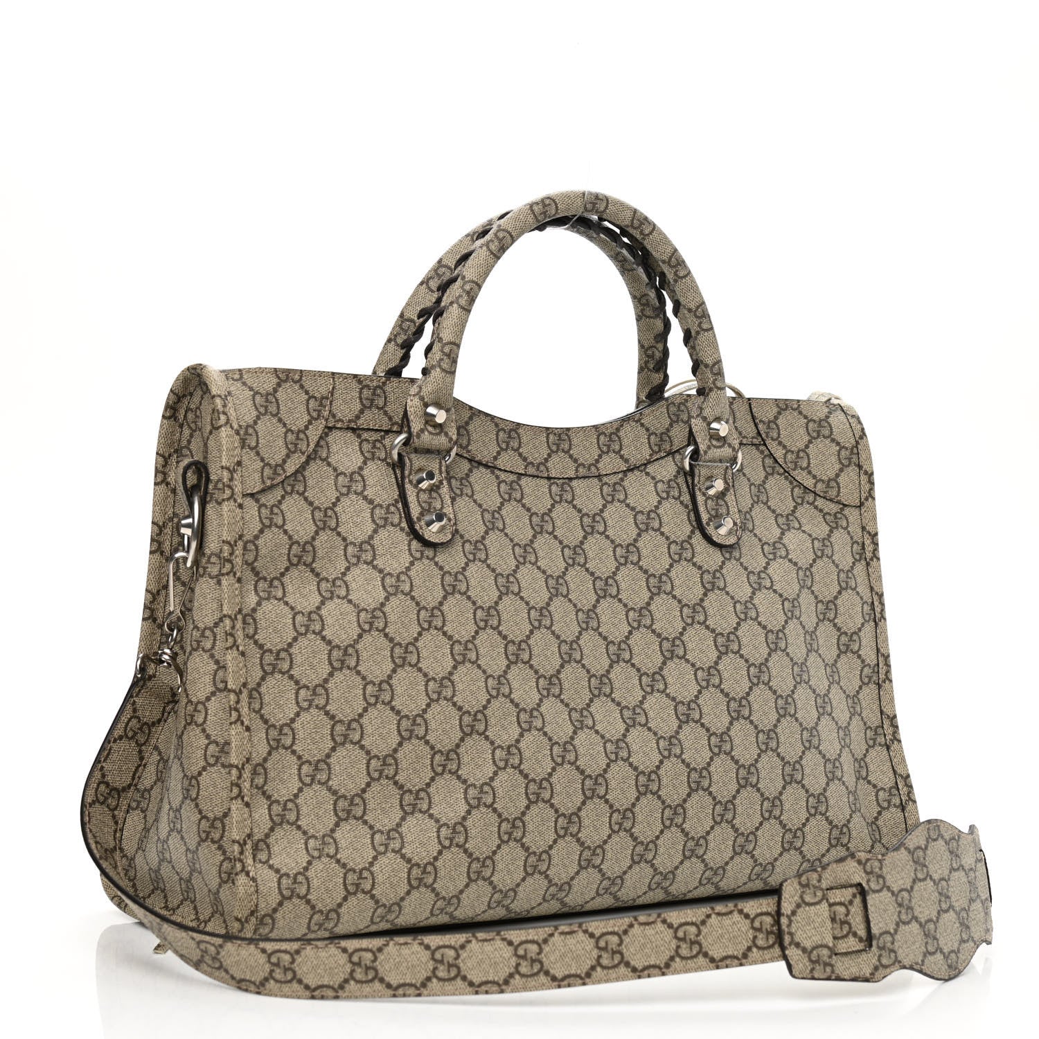Balenciaga X GUCCI GG Supreme Monogram Neo Classic Silver Hardware City Beige Ebony 3 of 8