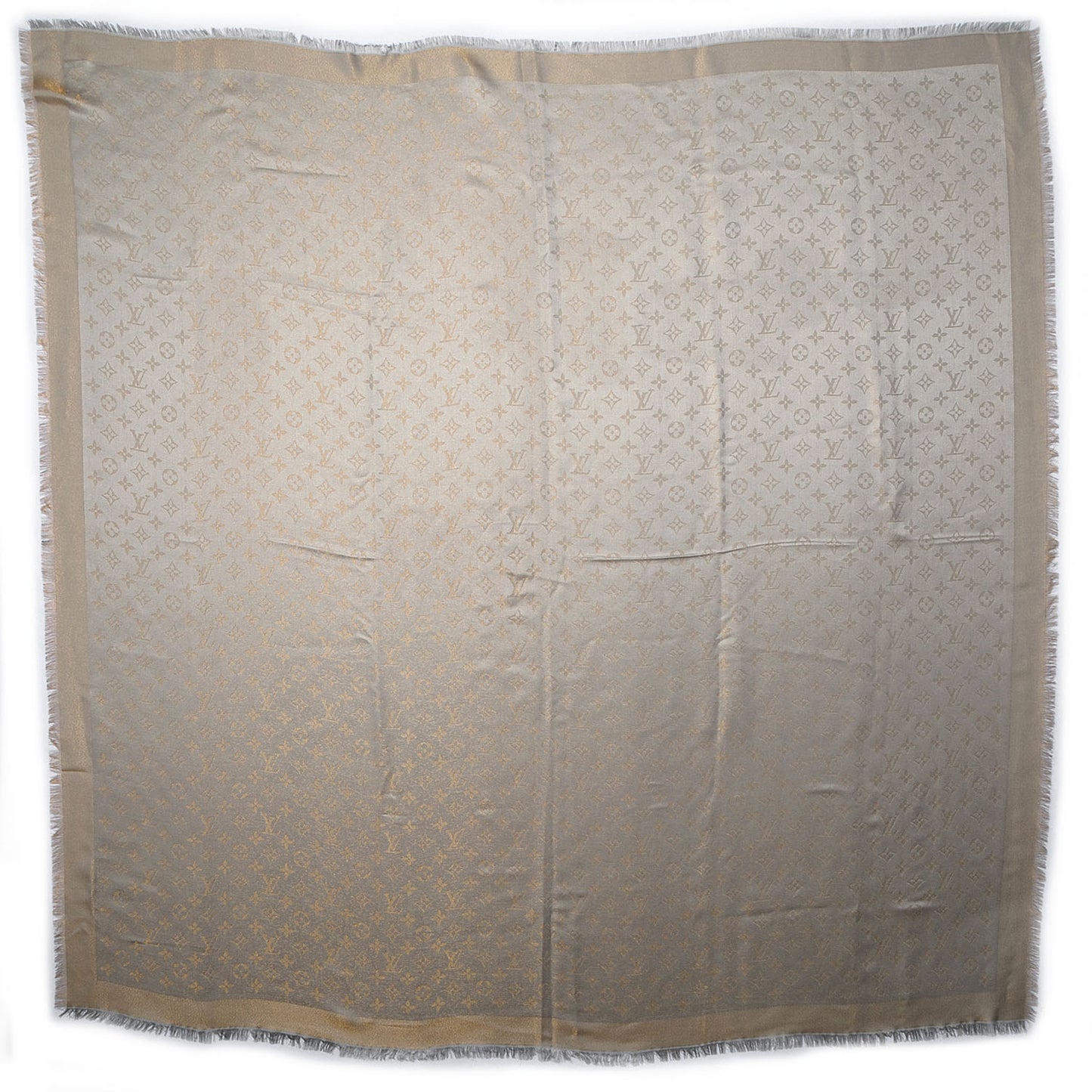 Monogram Silk Wool Shine Shawl Beige