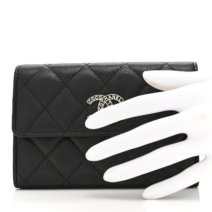 Chanel Caviar Quilted Coco Chanel CC Medium Flap Wallet Black 2 of 11
