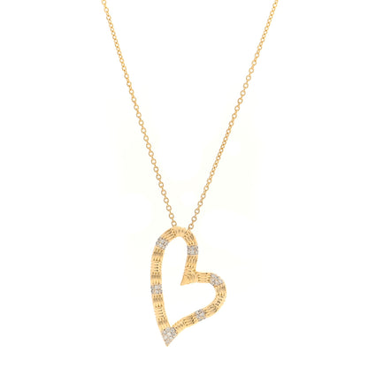 Roberto Coin 18K Yellow White Gold Diamond Open Heart Pendant Necklace Black 1 of 4