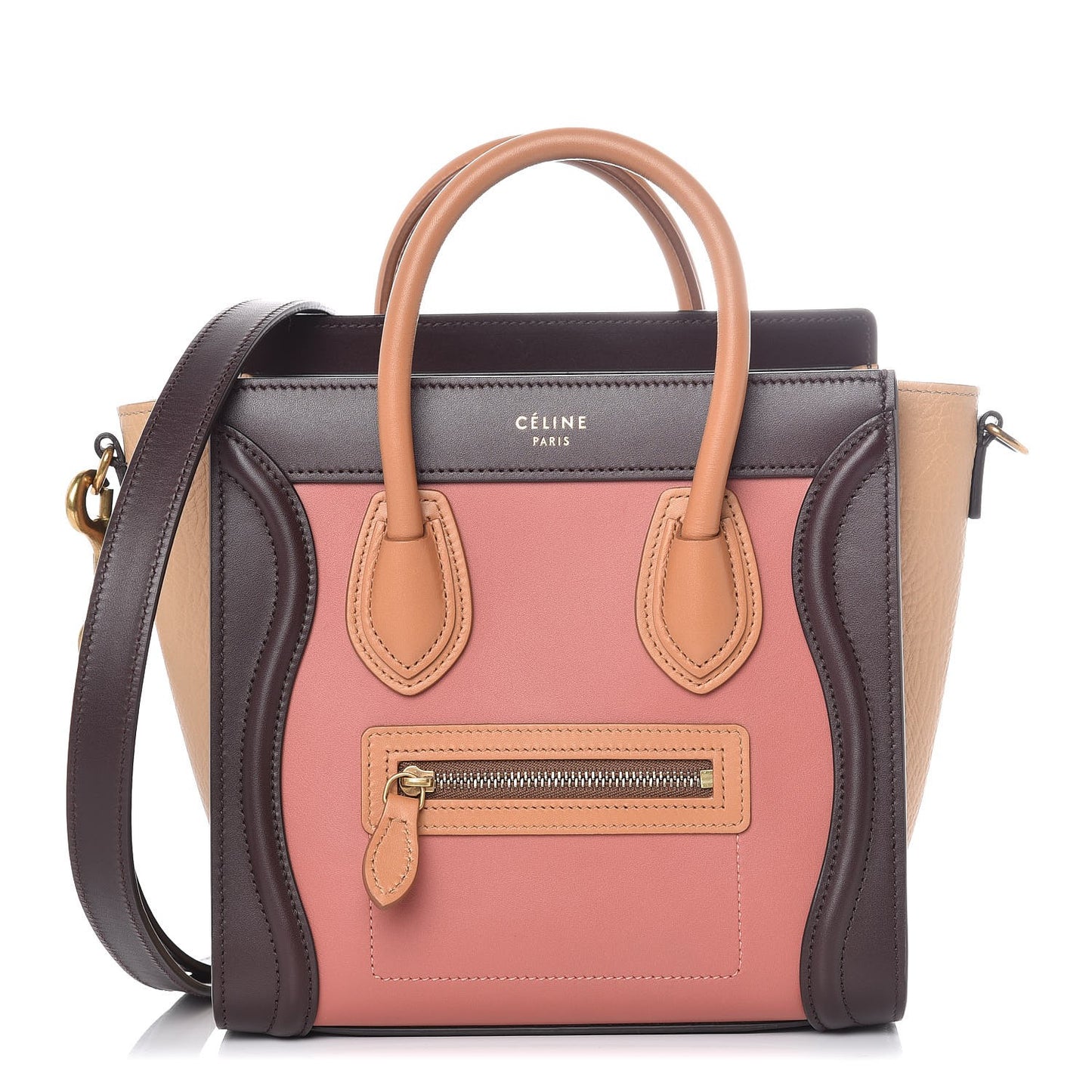 Smooth Calfskin Bullhide Nano Tri-Color Luggage Terracotta