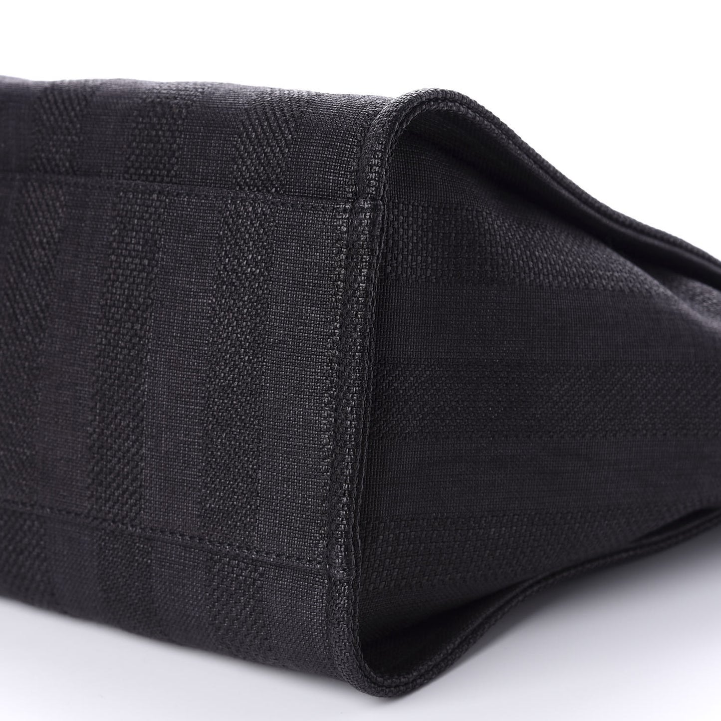 Mixed Fibers Calfskin Striped Medium Deauville Tote Black