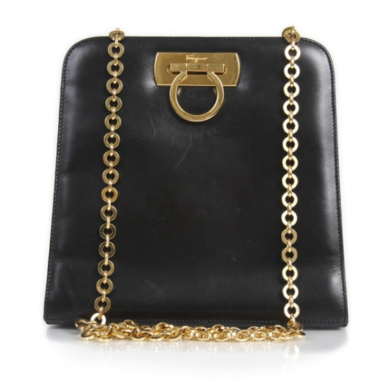 SALVATOREFERRAGAMOLeatherEveningBagBlack