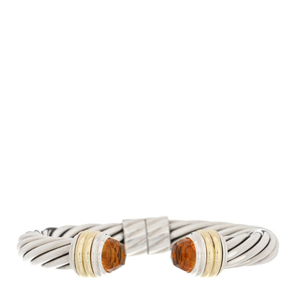 David Yurman Sterling Silver 14K Yellow Gold Citrine 10mm Cable Classics Hinged Bracelet 1 of 4
