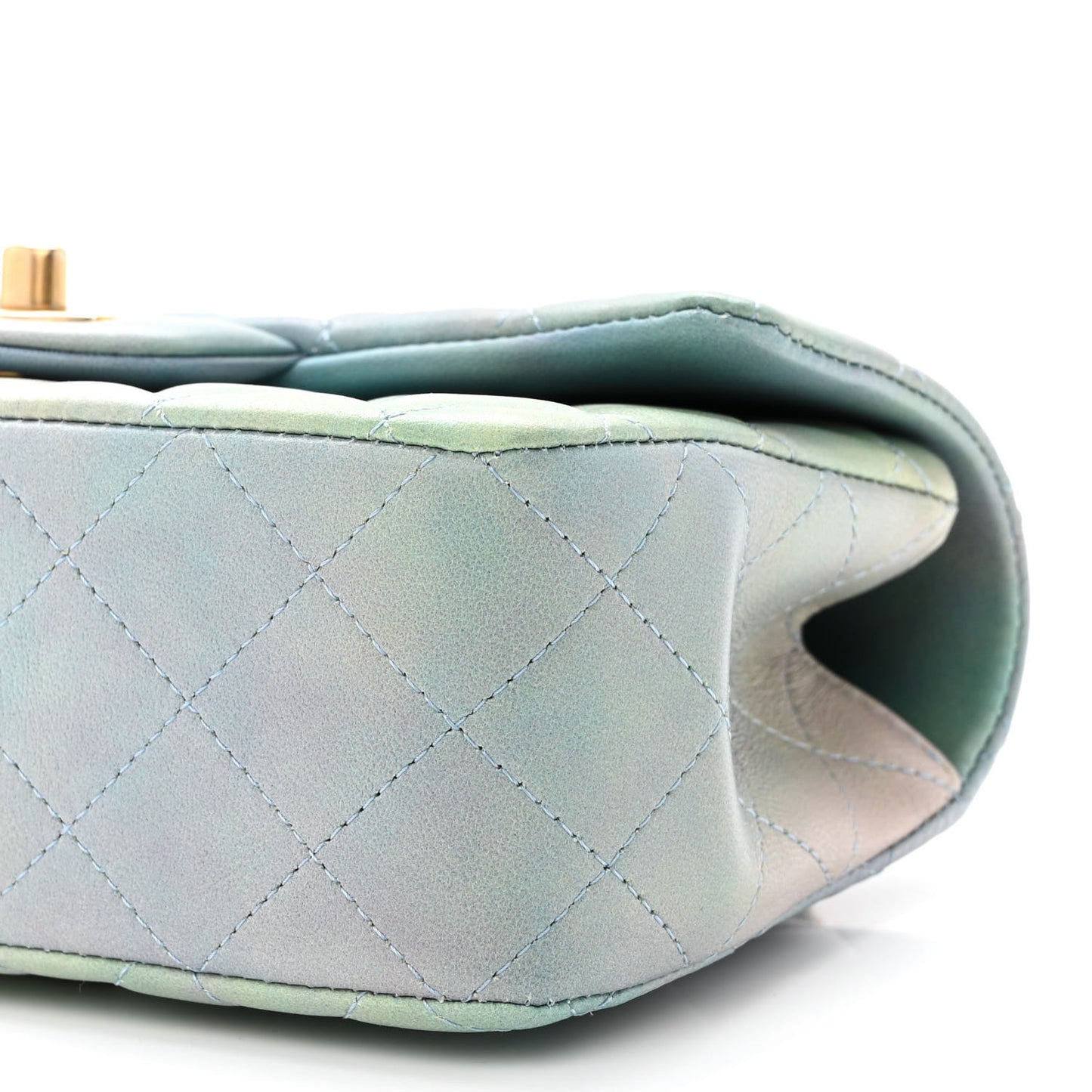 Lambskin Quilted Ombre Mini Top Handle Rectangular Flap Blue Green