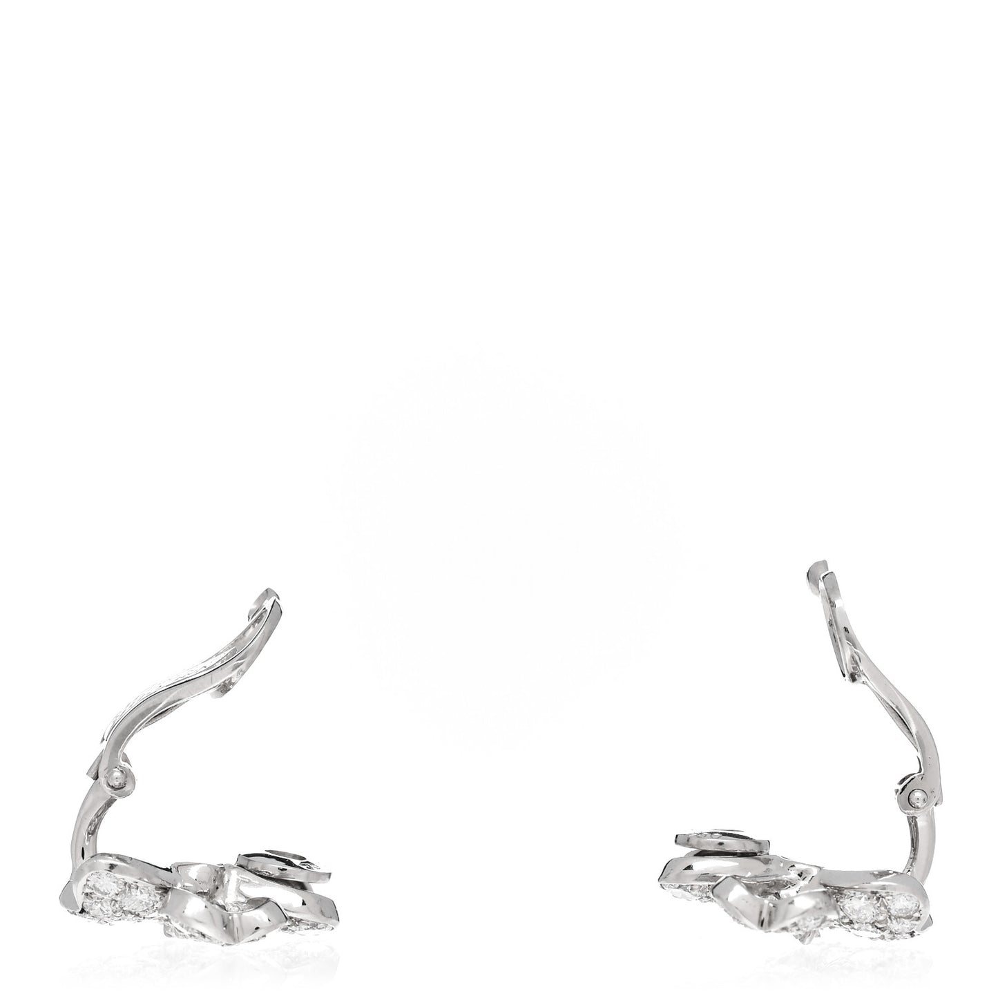 18K White Gold Platinum Diamond Small Cosmos Clip-On Earrings