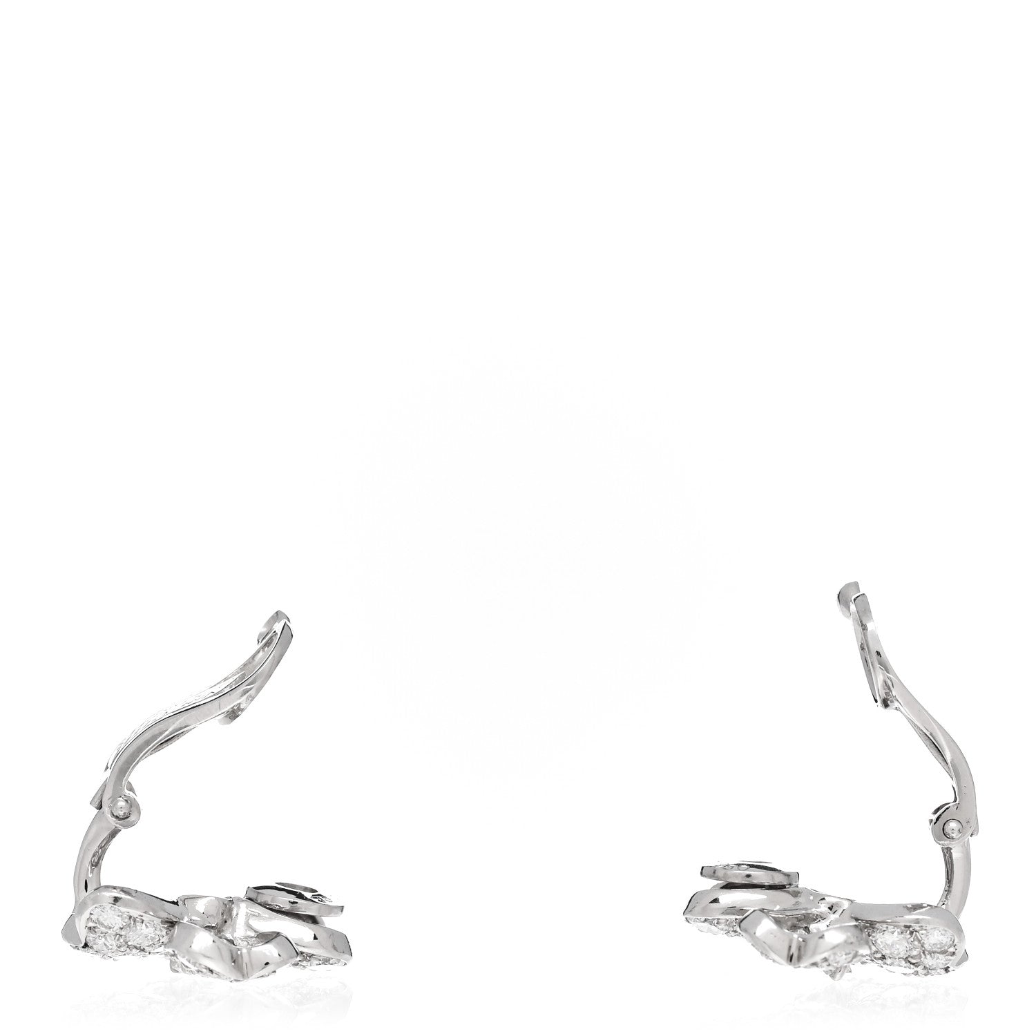Van Cleef & Arpels 18K White Gold Platinum Diamond Small Cosmos Clip-On Earrings 3 of 5