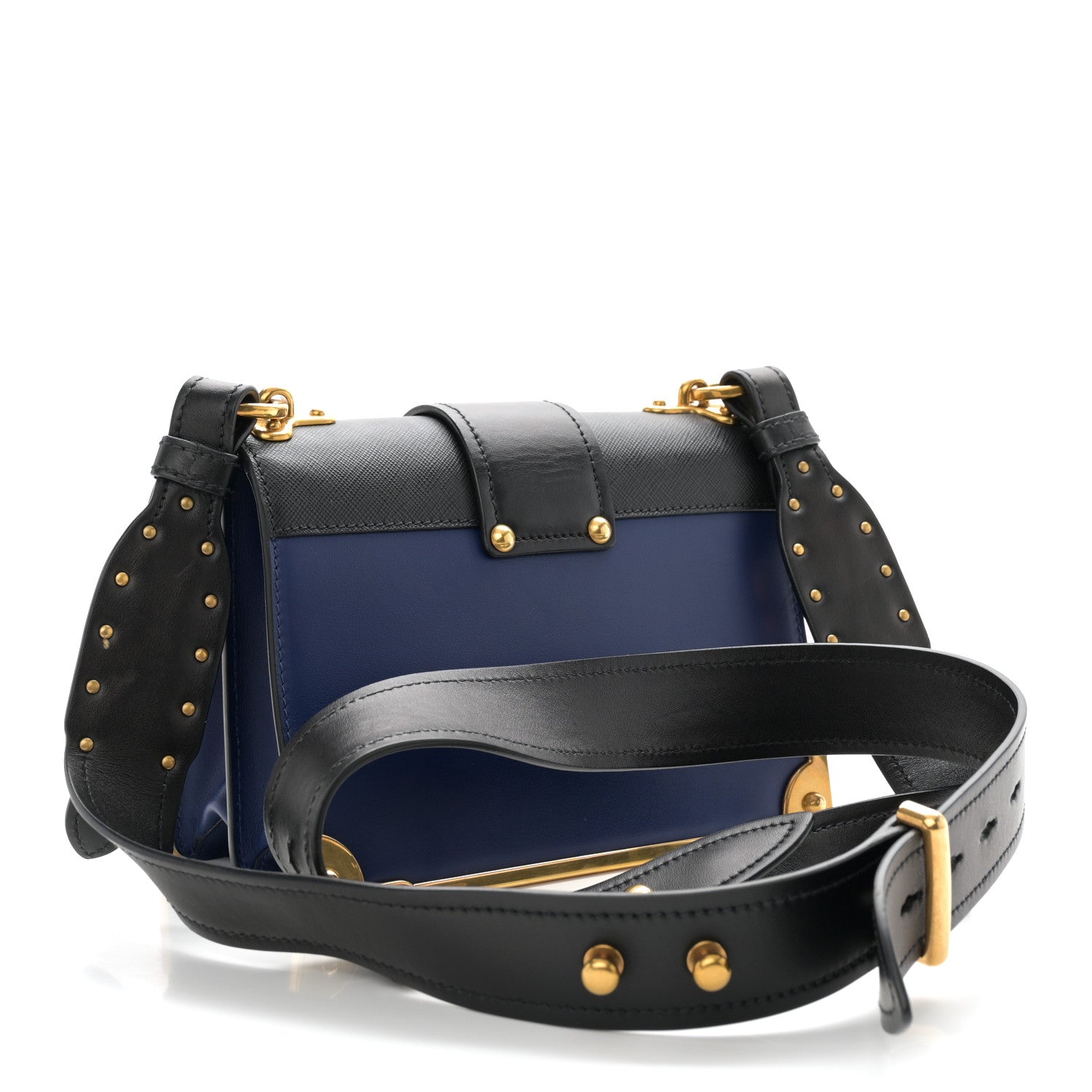 Prada City Calf Saffiano Cahier Bag Bluette Black 3 of 9