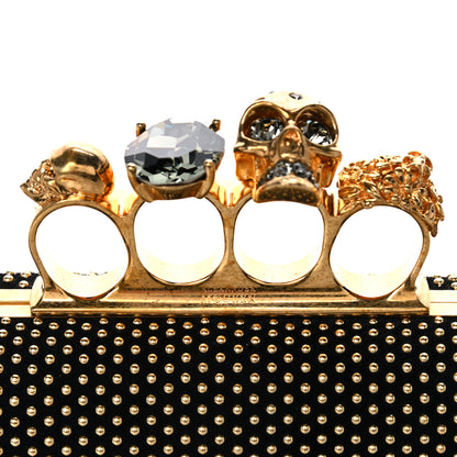 Alexander McQueen Suede Studded Skull Knuckle Box Clutch Black 5 of 15